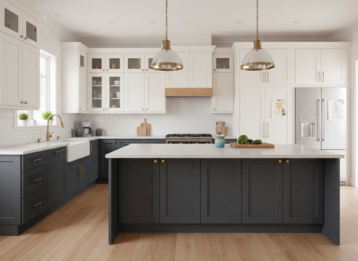 Two-tone cabinet scheme with updated hardware